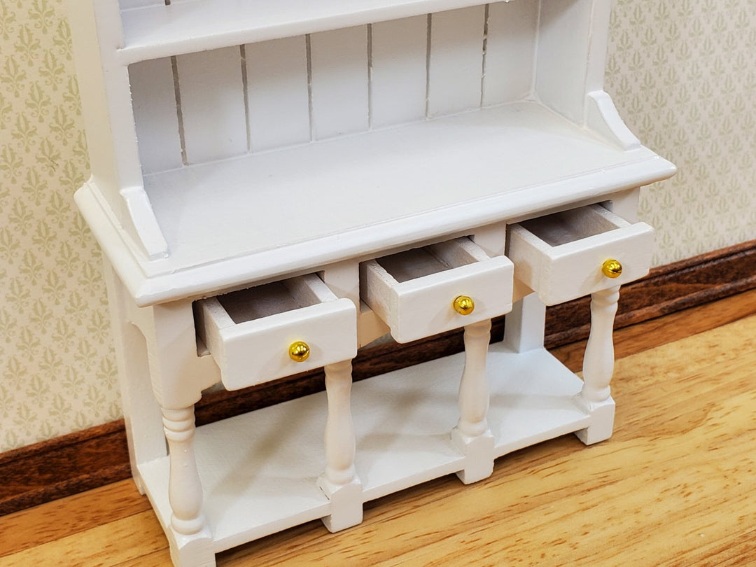 Dollhouse Kitchen Hutch Cupboard with Pot Shelf WHITE 1:12 Scale Furniture - Miniature Crush