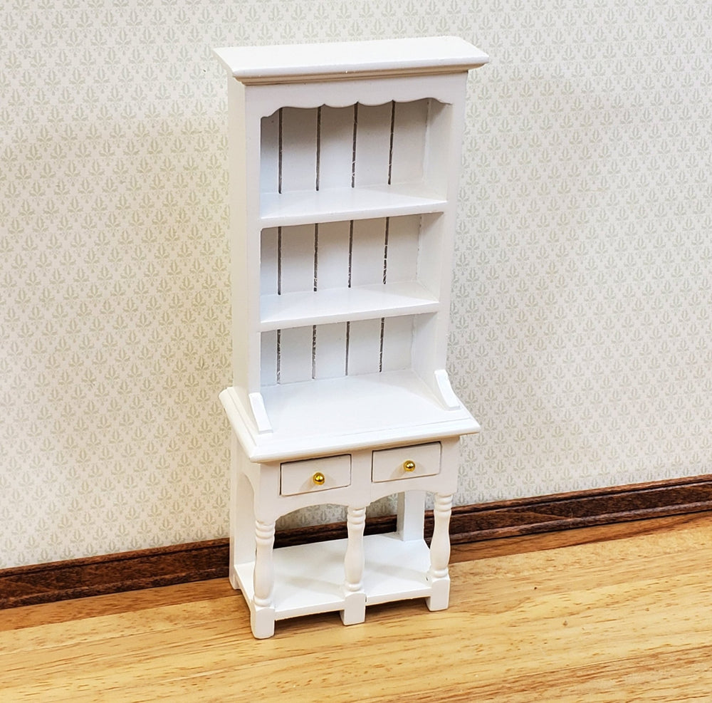 Dollhouse Kitchen Hutch with Pot Shelf 2 Drawer White 1:12 Scale Furniture - Miniature Crush
