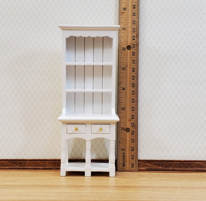 Dollhouse Kitchen Hutch with Pot Shelf 2 Drawer White 1:12 Scale Furniture - Miniature Crush