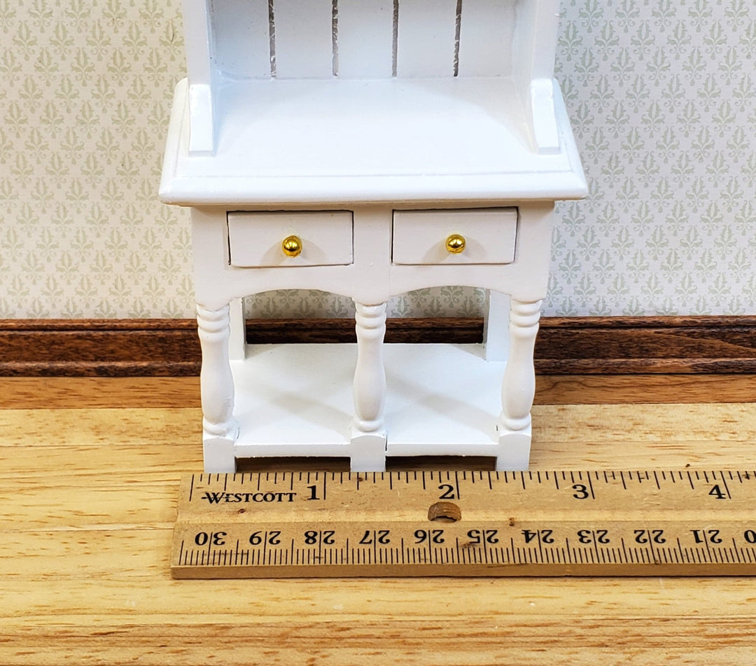 Dollhouse Kitchen Hutch with Pot Shelf 2 Drawer White 1:12 Scale Furniture - Miniature Crush