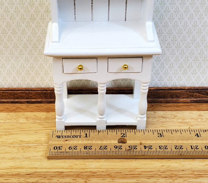 Dollhouse Kitchen Hutch with Pot Shelf 2 Drawer White 1:12 Scale Furniture - Miniature Crush