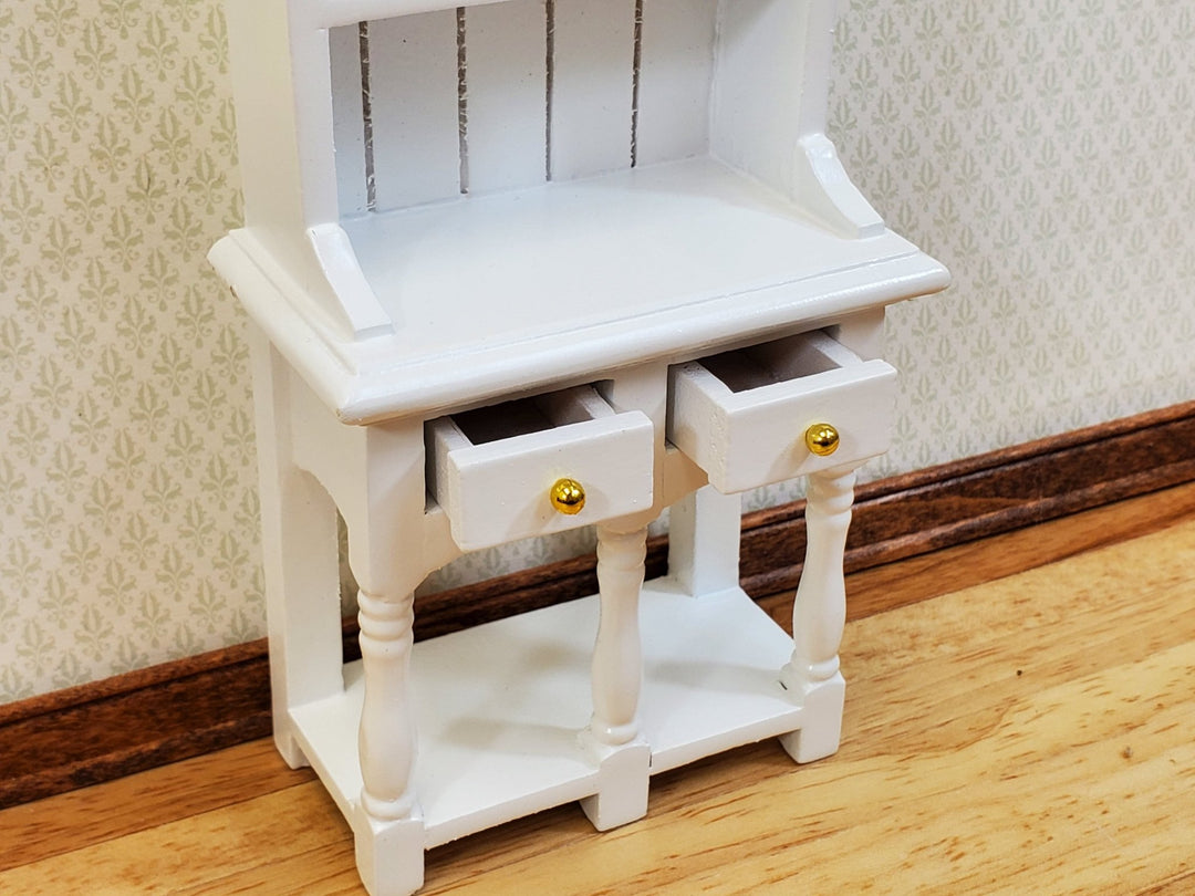 Dollhouse Kitchen Hutch with Pot Shelf 2 Drawer White 1:12 Scale Furniture - Miniature Crush