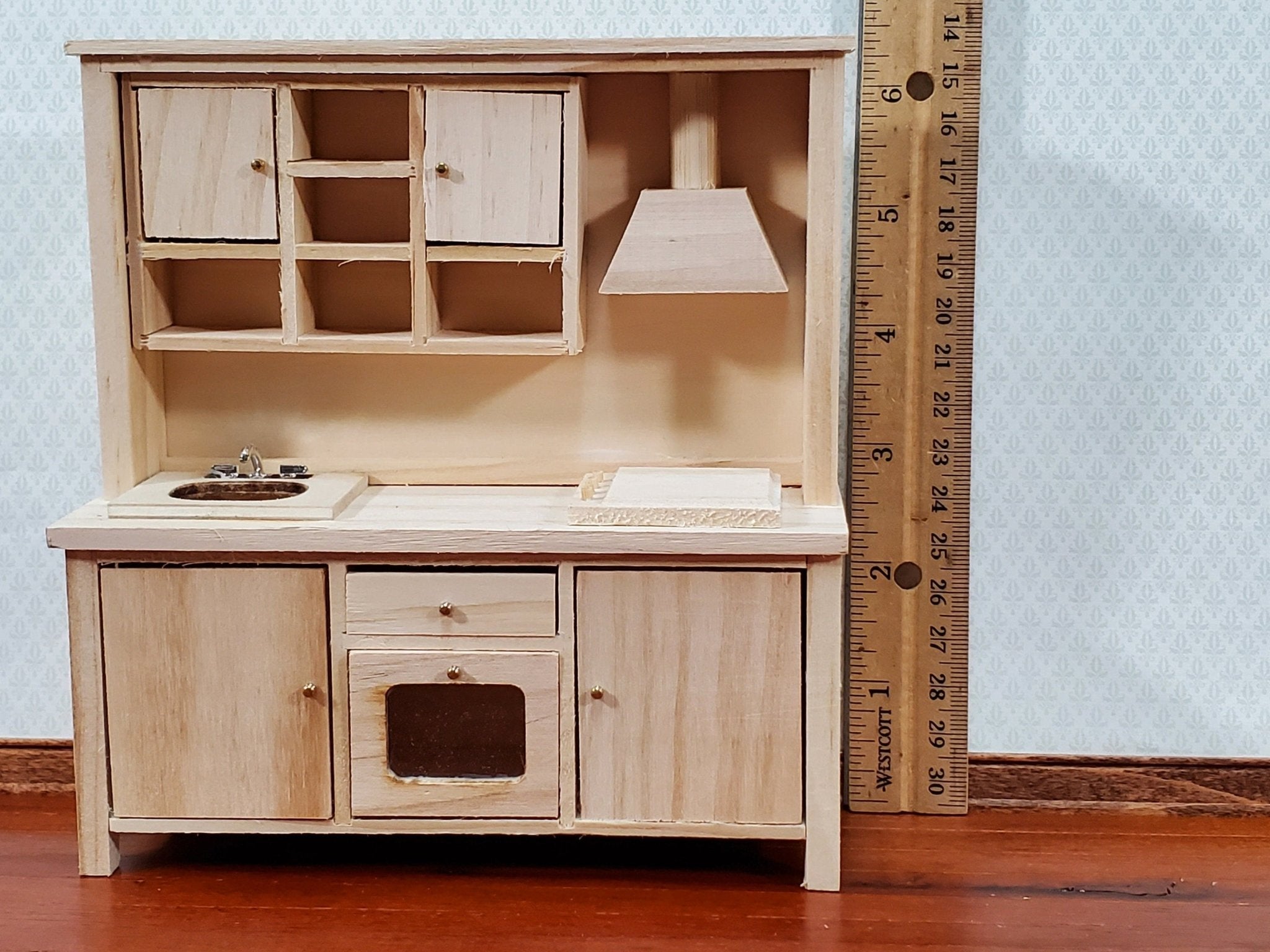 Unfinished dollhouse cheap kitchen cabinets