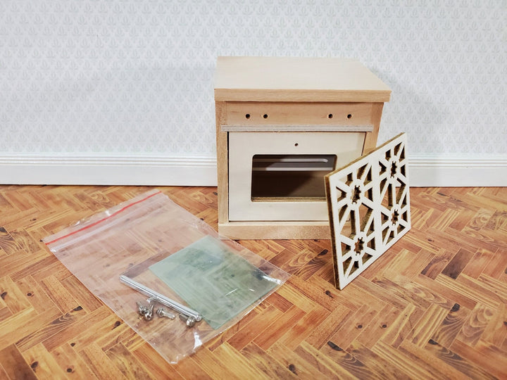 Dollhouse Kitchen Oven with Stove Top Modern Unpainted Wood 1:12 Scale Miniature - Miniature Crush