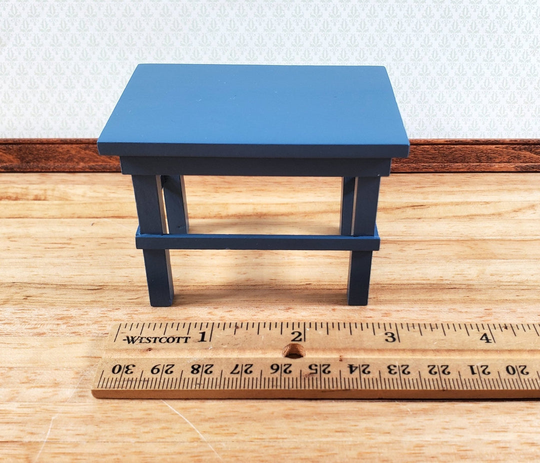 Dollhouse Kitchen Prep or Craft Table Wood BLUE 1:12 Scale Furniture by Reutter - Miniature Crush