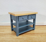 Dollhouse Kitchen Prep Table Island with Shelves Blue/Gray 1:12 Scale Miniature - Miniature Crush