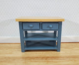 Dollhouse Kitchen Prep Table Island with Shelves Blue/Gray 1:12 Scale Miniature - Miniature Crush