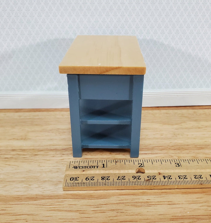 Dollhouse Kitchen Prep Table Island with Shelves Blue/Gray 1:12 Scale Miniature - Miniature Crush