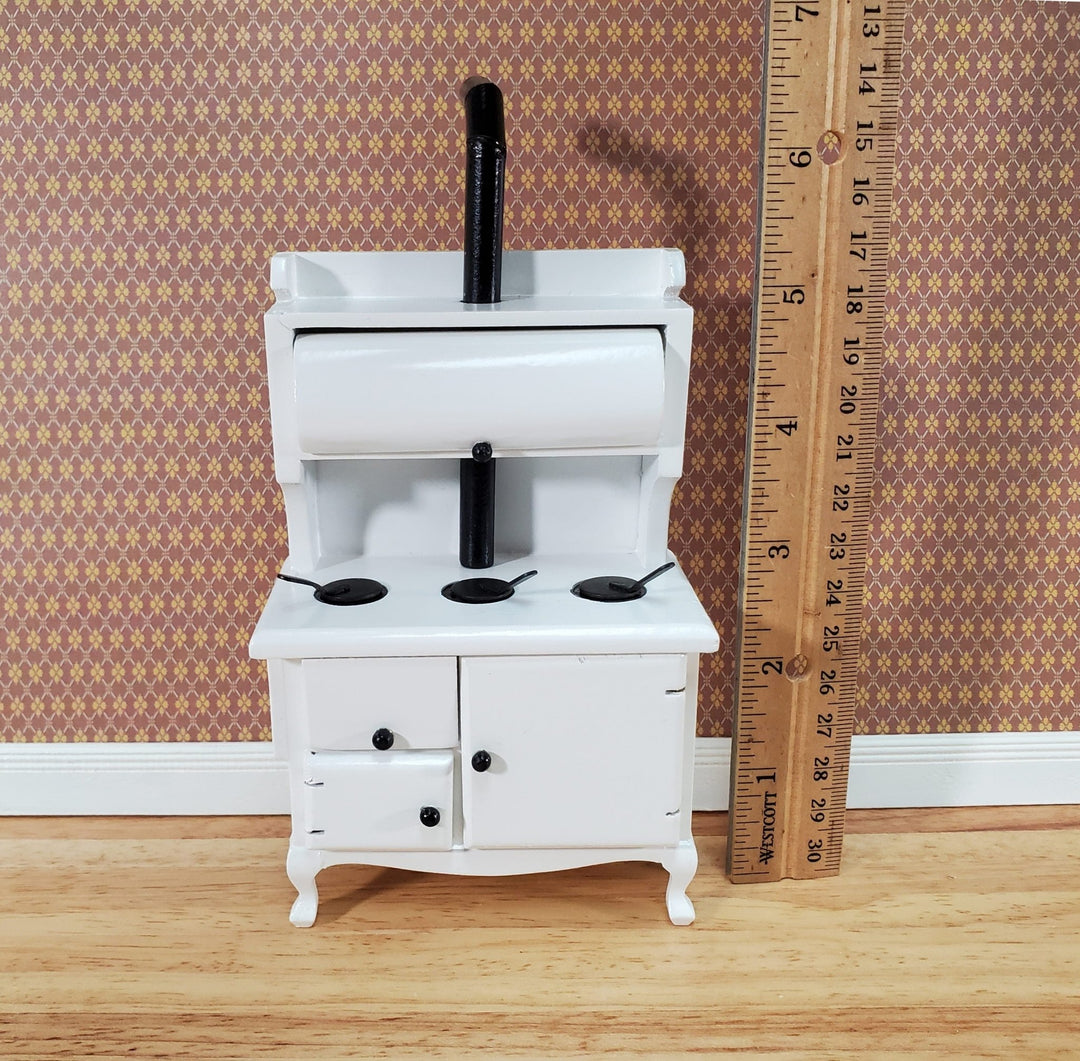Dollhouse Kitchen Range Cabinet Stove Oven White 1:12 Scale Miniature Furniture Wood - Miniature Crush