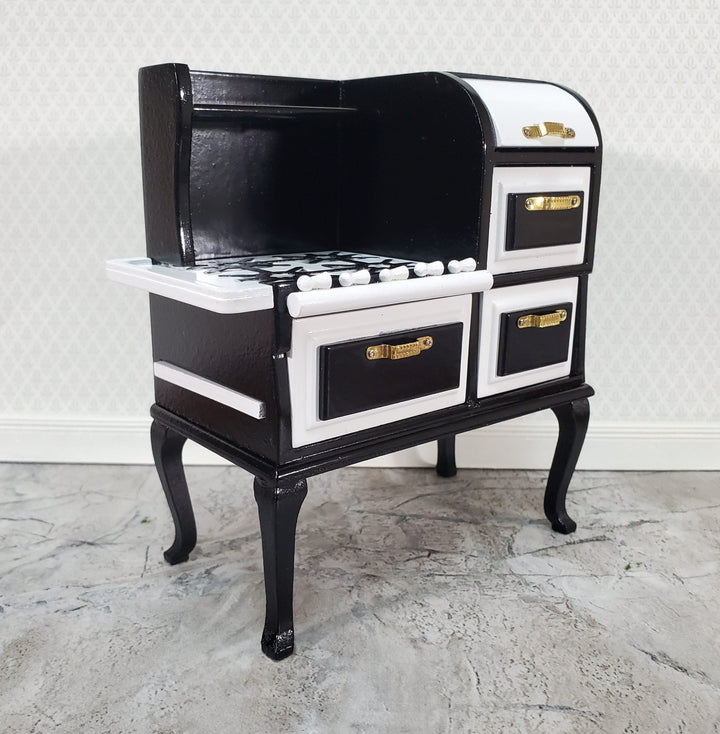 Dollhouse Kitchen Range Stove Oven 1920s Style Large 1:12 Scale Miniature Black - Miniature Crush