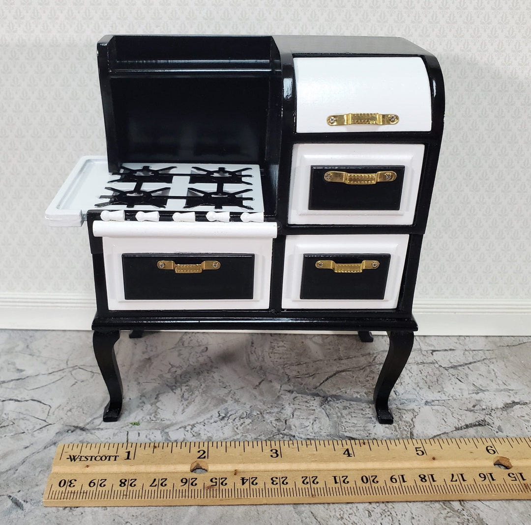 Dollhouse Kitchen Range Stove Oven 1920s Style Large 1:12 Scale Miniature Black - Miniature Crush
