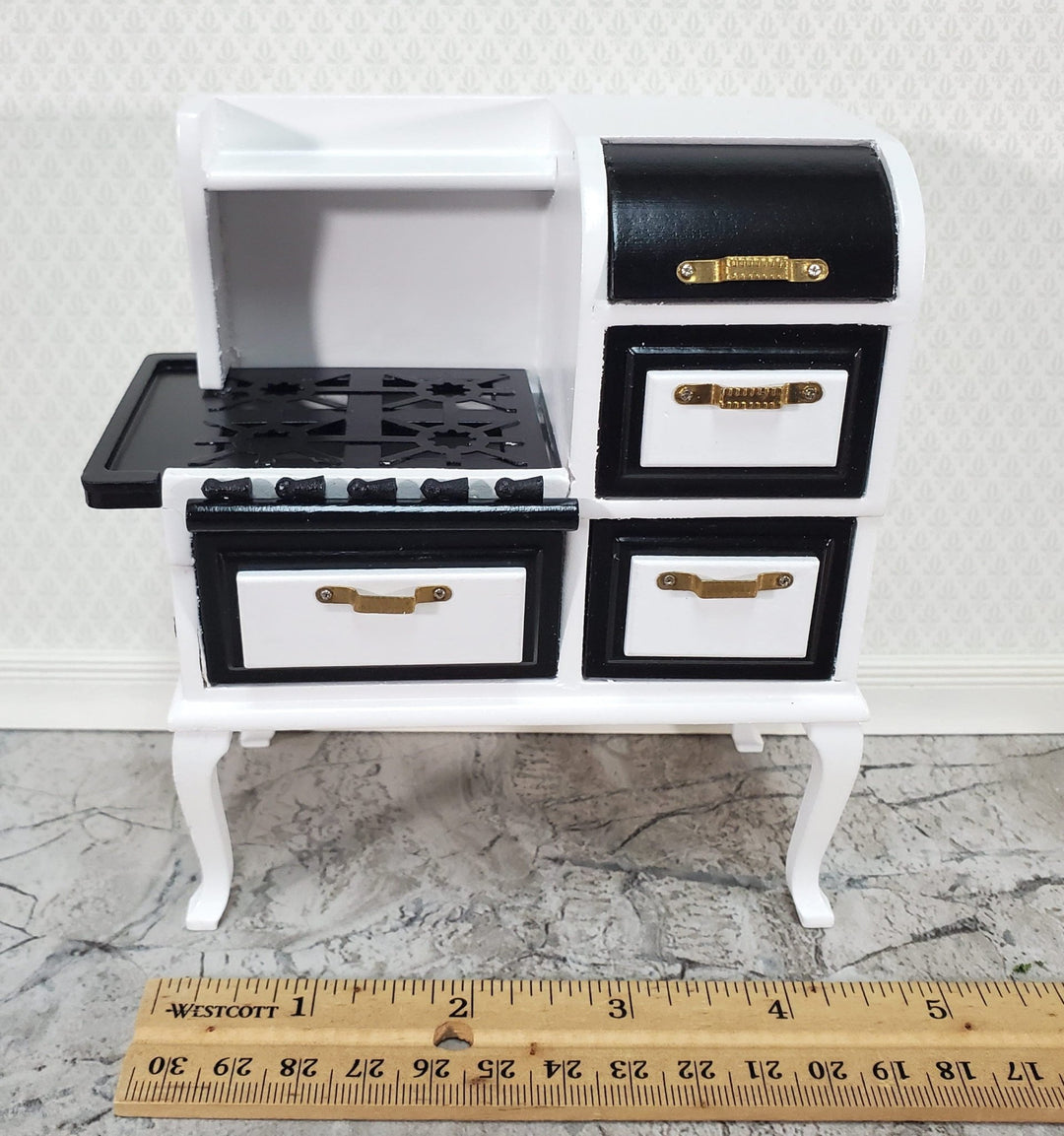 Dollhouse Kitchen Range Stove Oven 1920s Style Large 1:12 Scale Miniature Wood - Miniature Crush