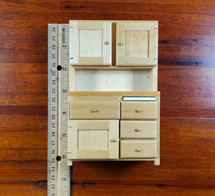 Dollhouse Kitchen Set Sink Fridge Table 1:12 Scale Furniture Light Oak Finish - Miniature Crush