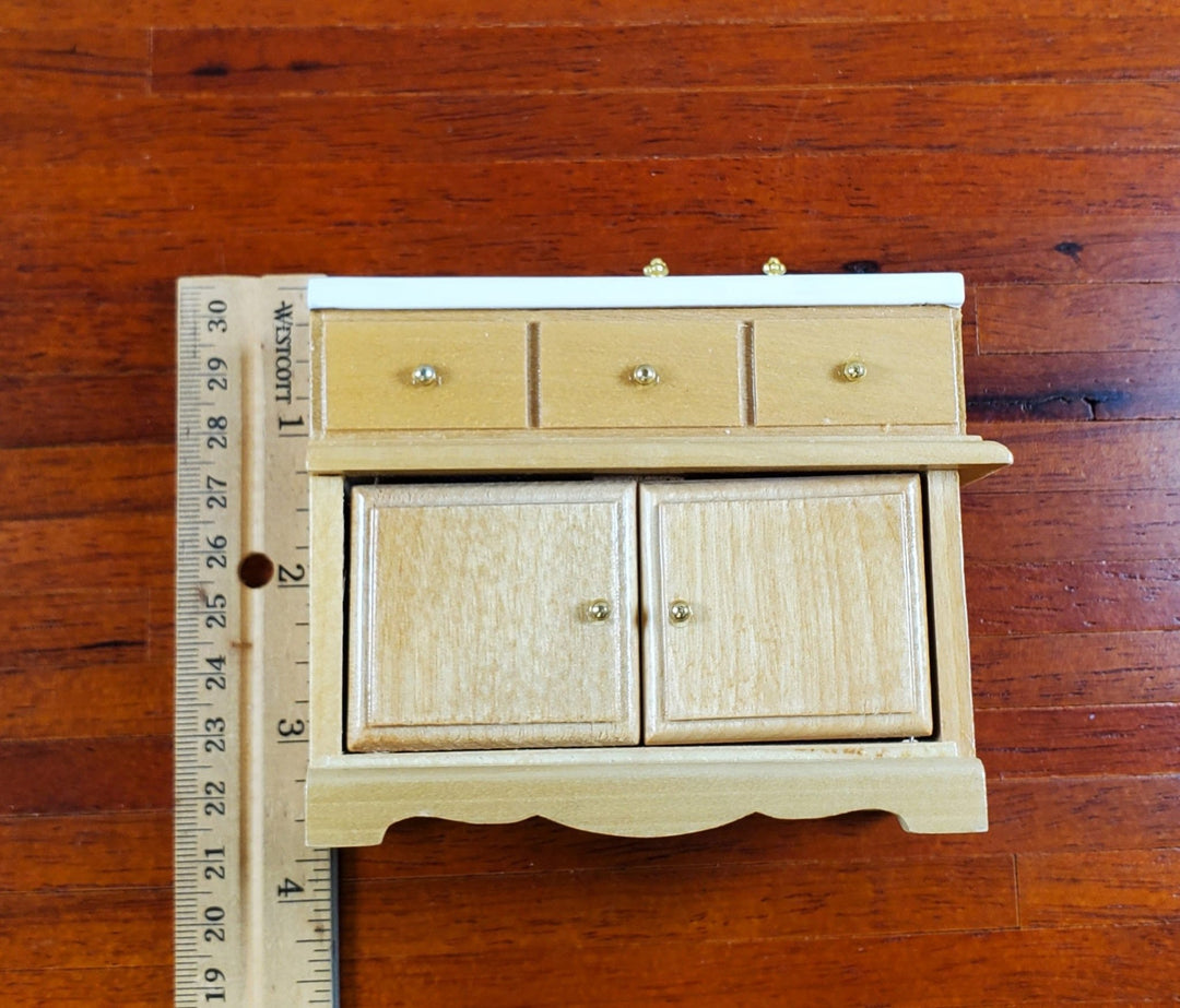 Dollhouse Kitchen Set Sink Fridge Table 1:12 Scale Furniture Light Oak Finish - Miniature Crush