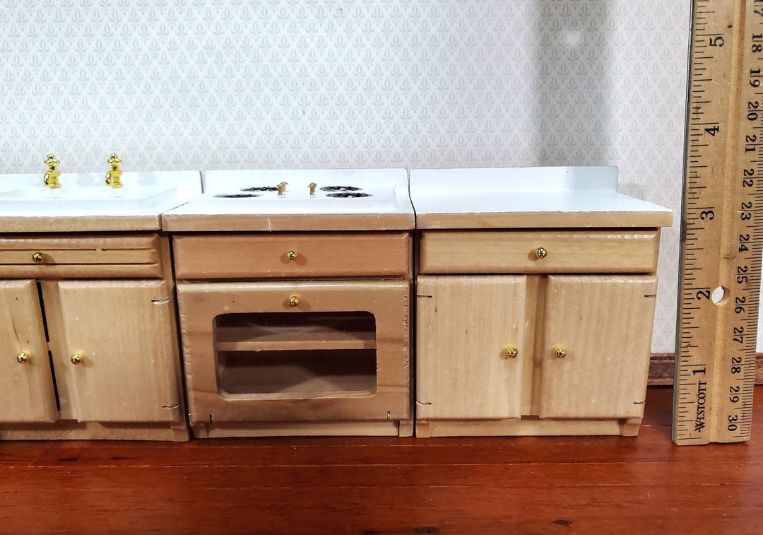 Dollhouse Kitchen Set Sink Stove Oven Cabinets 1:12 Scale Miniature Furniture - Miniature Crush