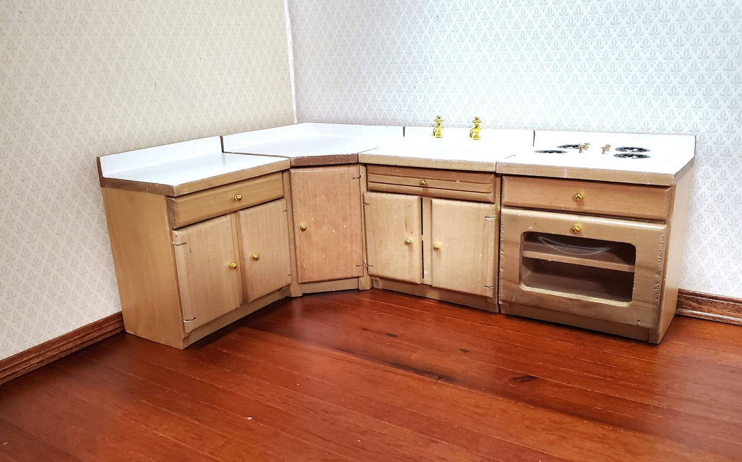 1:12 Scale Red Kitchen Set Fridge Stove Oven Sink Cabinet Dollhouse Kitchen  Miniature Wood Furniture 