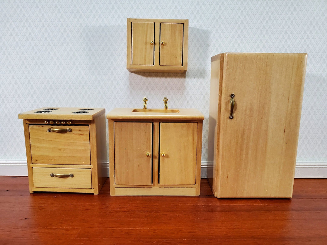 Dollhouse Kitchen Set Stove Refrigerator Sink Cupboard 1:12 Scale Furniture - Miniature Crush