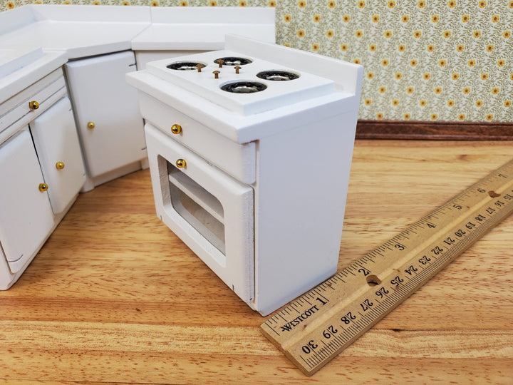 Dollhouse Kitchen Set WHITE Sink Stove Cabinets 1:12 Scale Miniature Furniture - Miniature Crush