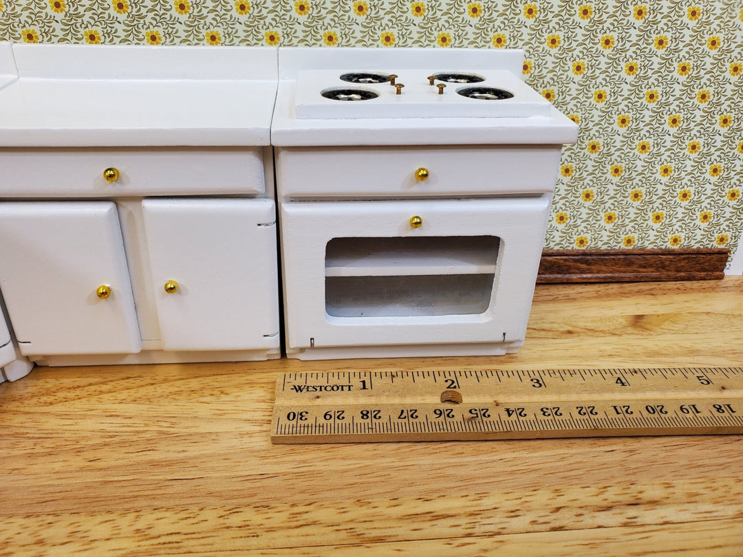 Dollhouse Kitchen Set WHITE Sink Stove Cabinets 1:12 Scale Miniature Furniture - Miniature Crush