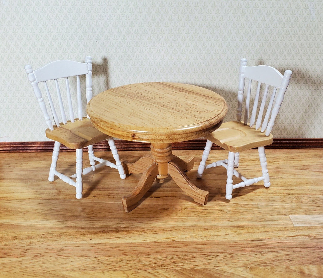 Dollhouse Kitchen Side Chair White & Light Oak Spindle Back 1:12 Scale Miniature Furniture - Miniature Crush