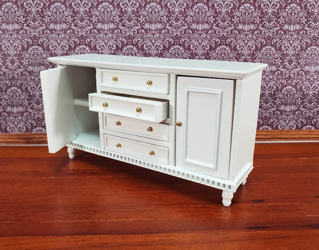Dollhouse Kitchen Sideboard Cabinet Buffet White 1:12 Scale Miniature Furniture - Miniature Crush