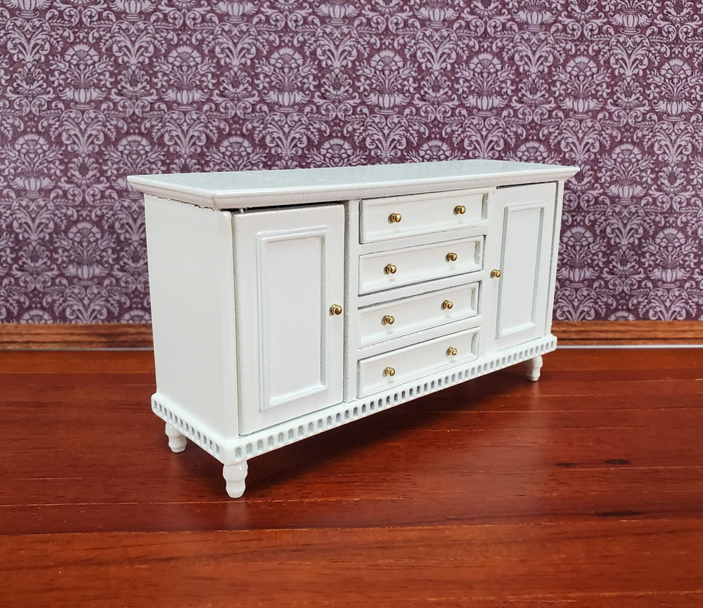 Dollhouse Kitchen Sideboard Cabinet Buffet White 1:12 Scale Miniature Furniture - Miniature Crush
