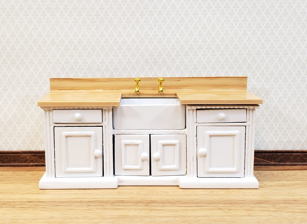 Dollhouse Kitchen Sink Cabinet 1:12 Scale Miniature in White Farmhouse Style - Miniature Crush