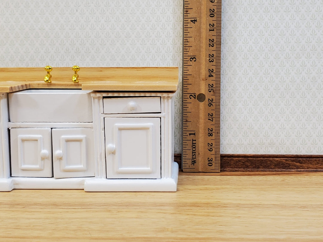 Dollhouse Kitchen Sink Cabinet 1:12 Scale Miniature in White Farmhouse Style - Miniature Crush