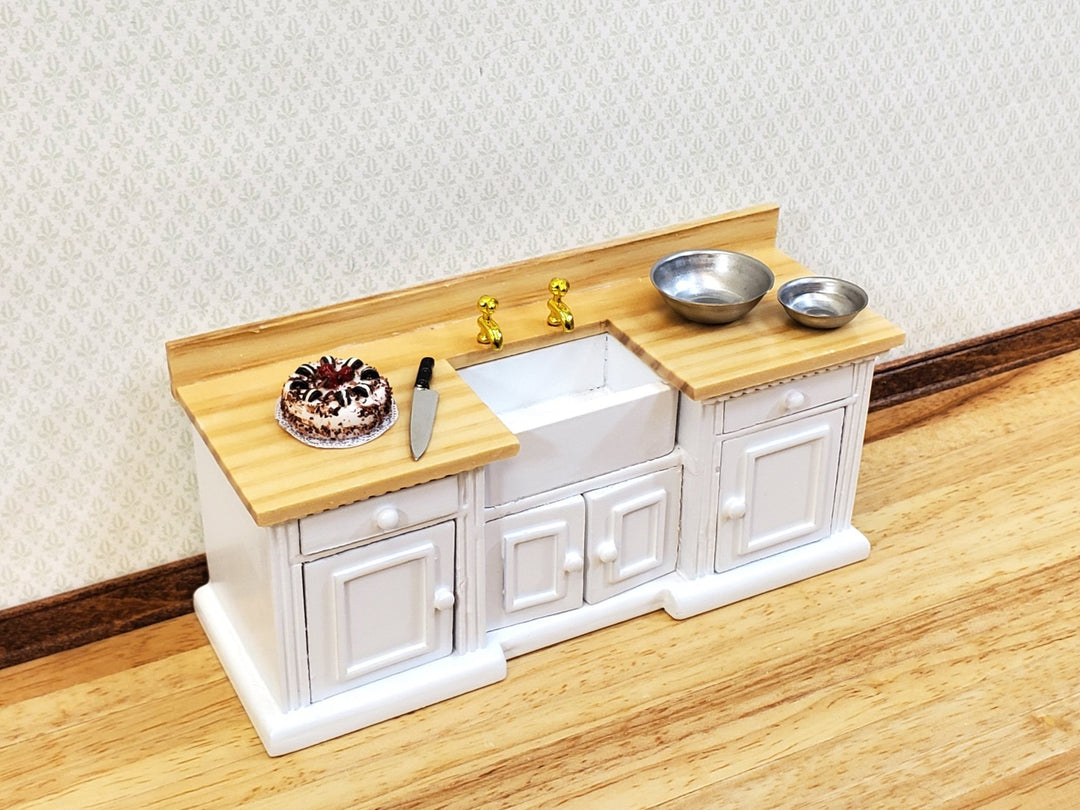 Dollhouse Kitchen Sink Cabinet 1:12 Scale Miniature in White Farmhouse Style - Miniature Crush