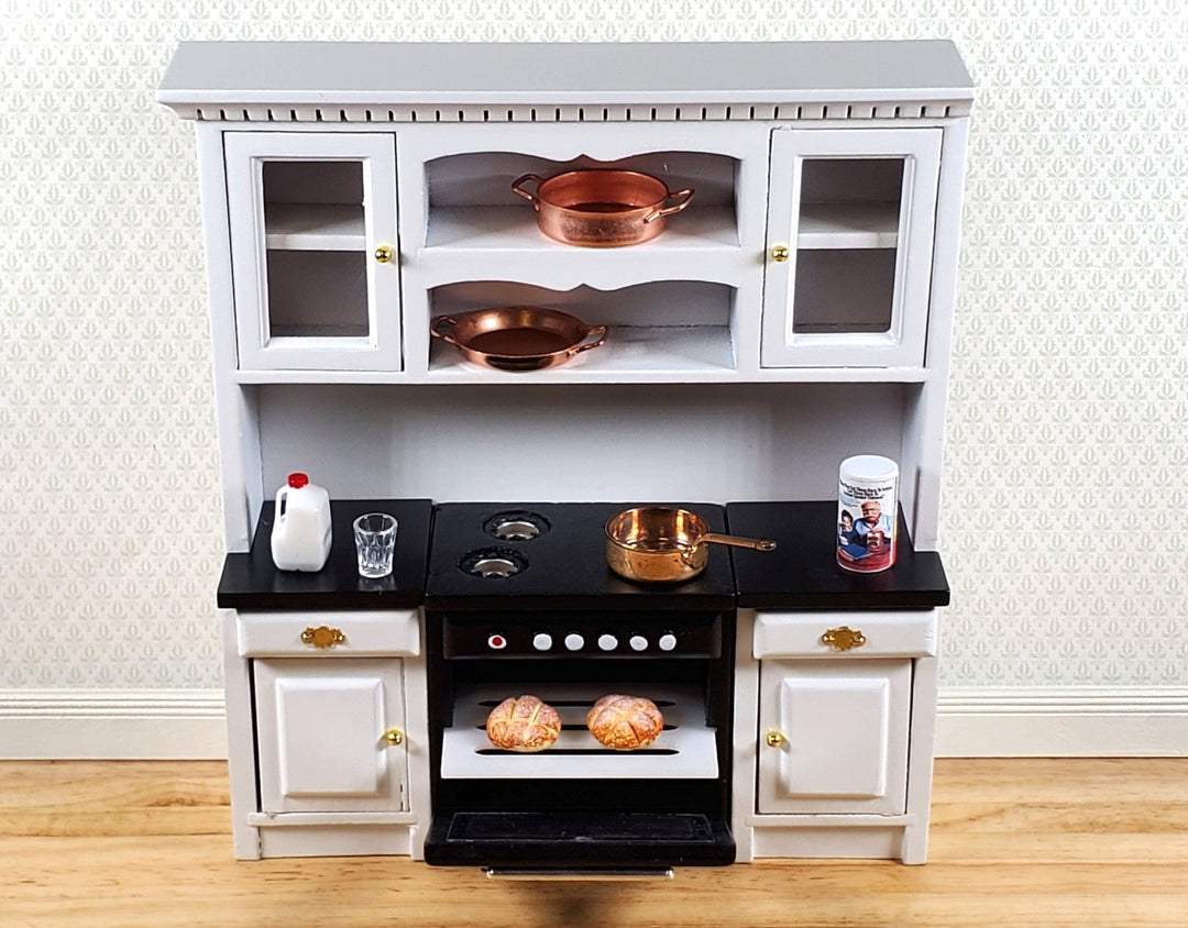 Dollhouse Kitchen Oven w/ Stove Top Modern White 4 Burners 1:12 Scale  Miniature