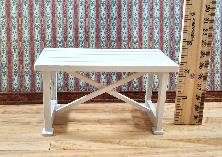Dollhouse Kitchen Table or Desk Farmhouse Style White 1:12 Scale Miniature Furniture - Miniature Crush