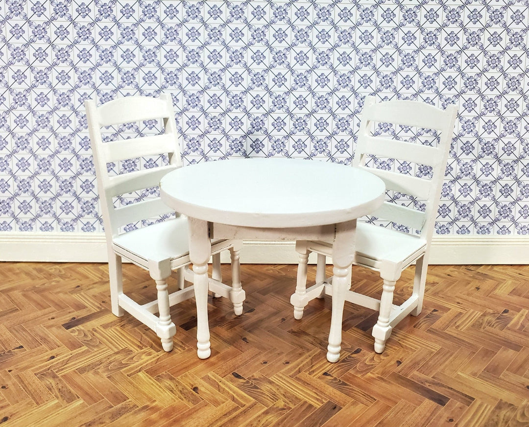 Dollhouse Kitchen Table Round White 1:12 Scale Miniature Furniture - Miniature Crush