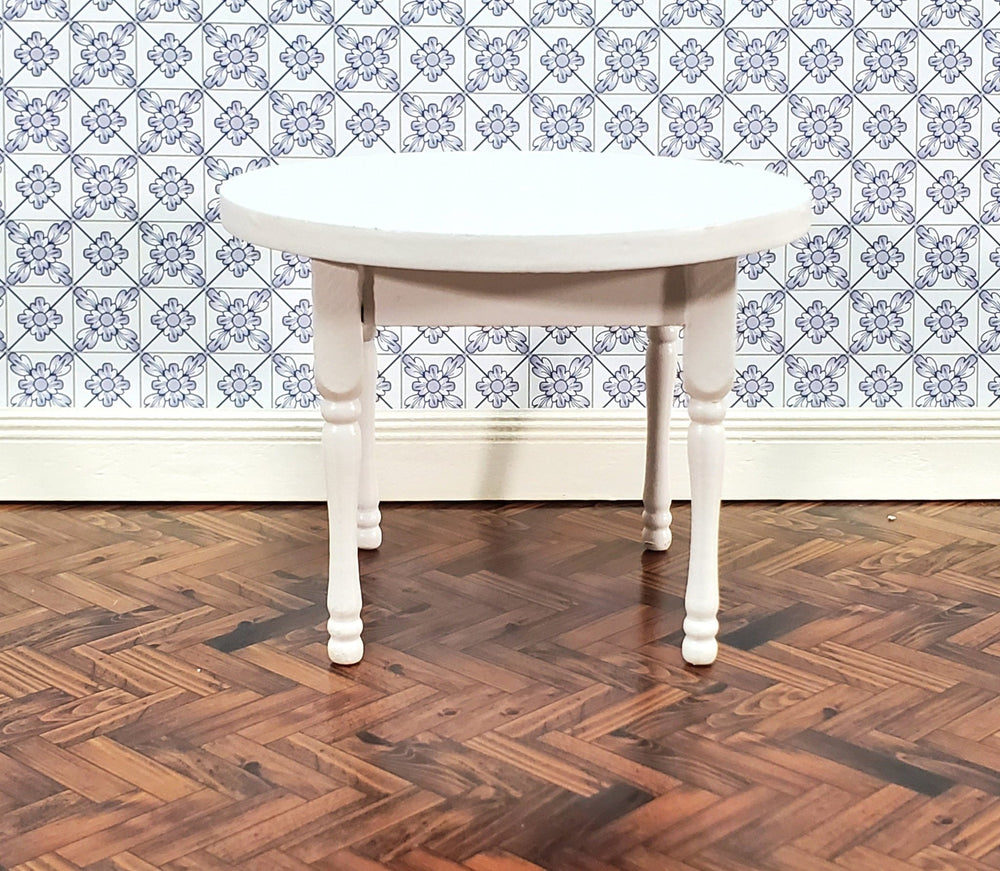 Dollhouse Kitchen Table Round White 1:12 Scale Miniature Furniture - Miniature Crush