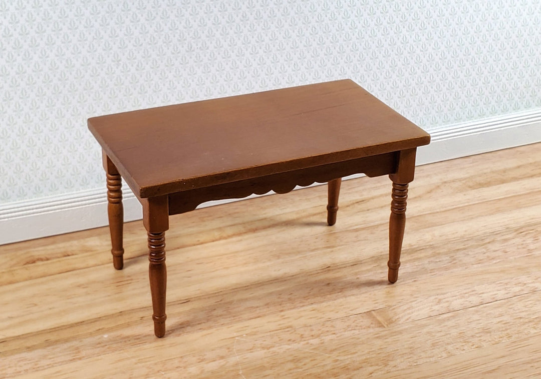 Dollhouse Kitchen Table Walnut Finish 1:12 Scale Miniature Wood Furniture - Miniature Crush