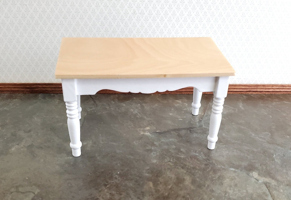 Dollhouse Kitchen Table White & Light Oak 1:12 Scale Miniature Furniture - Miniature Crush