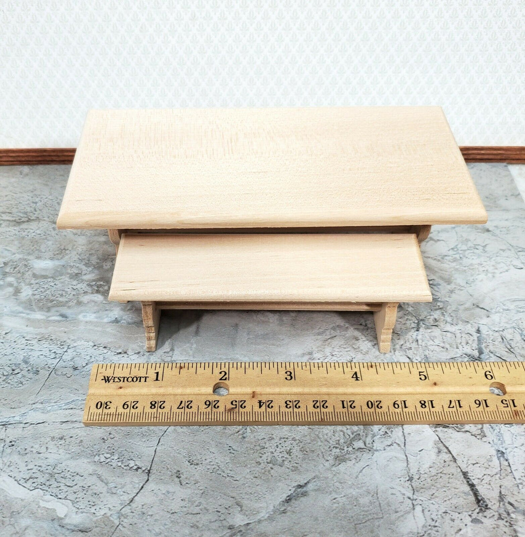 Dollhouse Kitchen Trestle Table + 2 Benches 1:12 Scale Unpainted Miniature - Miniature Crush
