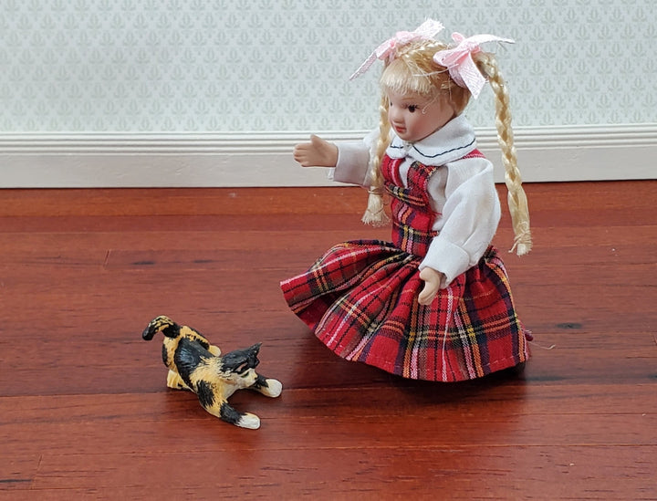 Dollhouse Kitty Cat Calico Orange Black Pouncing Pose 1:12 Scale Miniature Pet - Miniature Crush