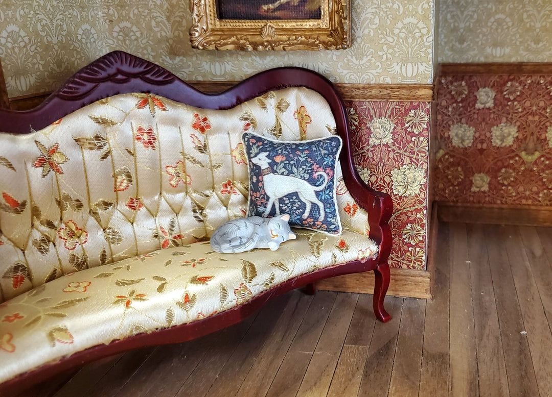 Dollhouse Kitty Cat Gray Tabby Sleeping Curled Up 1:12 Scale