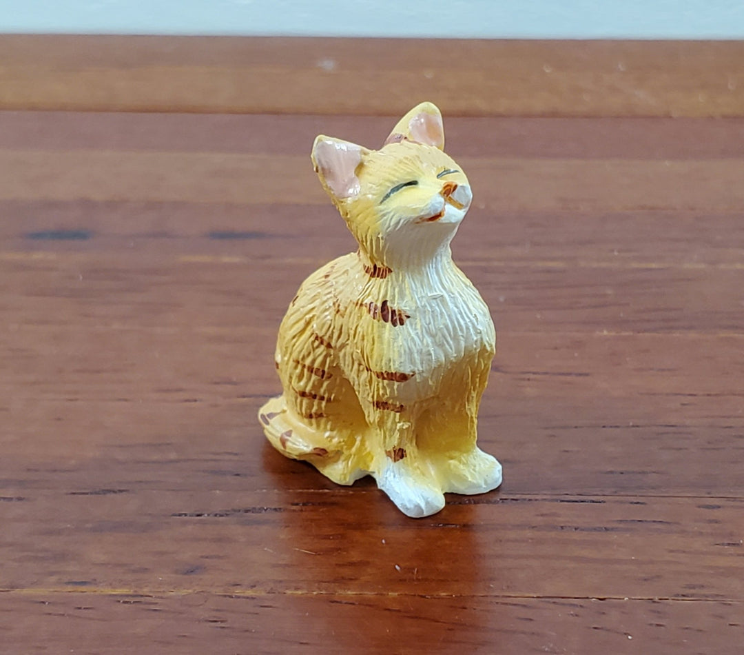 Dollhouse Kitty Cat Orange Tabby Eyes Closed Sitting 1:12 Scale Miniature Pet - Miniature Crush