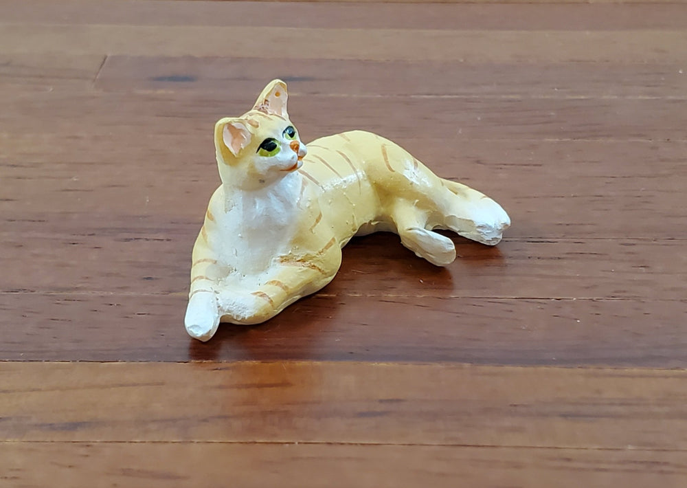 Dollhouse Kitty Cat Orange Tabby Lying Down on Side 1:12 Scale Miniature Pet - Miniature Crush