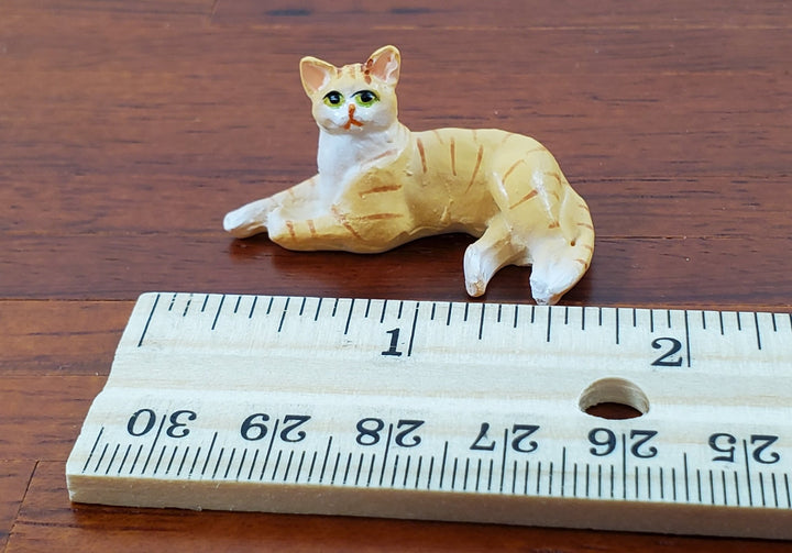 Dollhouse Kitty Cat Orange Tabby Lying Down on Side 1:12 Scale Miniature Pet - Miniature Crush