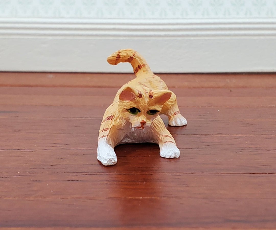 Dollhouse Kitty Cat Orange Tabby Playful Pose 1:12 Scale Miniature Pet - Miniature Crush
