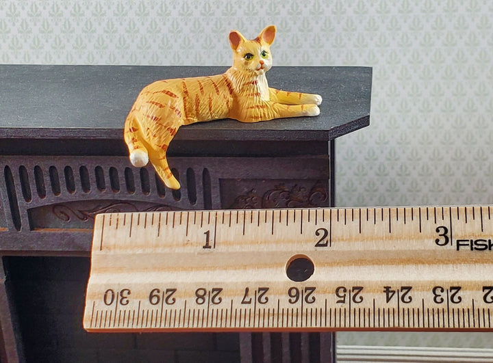 Dollhouse Kitty Cat Orange Tabby Shelf Sitter Leg Down 1:12 Scale Miniature Pet - Miniature Crush