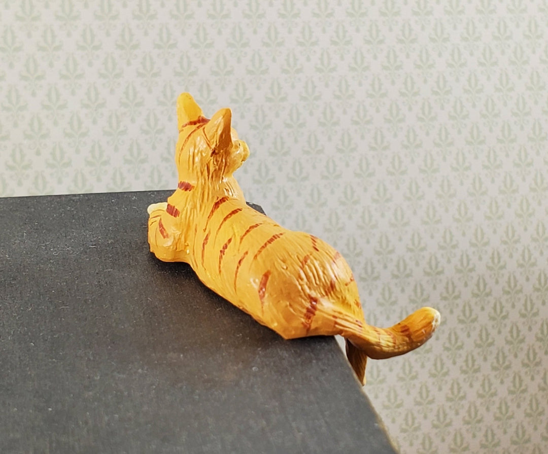 Dollhouse Kitty Cat Orange Tabby Shelf Sitter Leg Down 1:12 Scale Miniature Pet - Miniature Crush