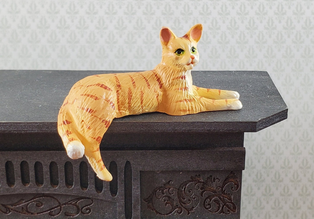 Dollhouse Kitty Cat Orange Tabby Shelf Sitter Leg Down 1:12 Scale Miniature Pet - Miniature Crush