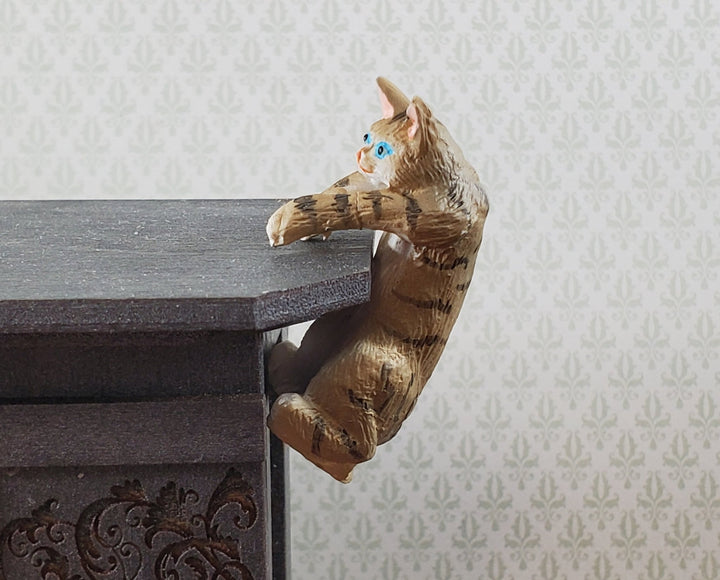 Dollhouse Kitty Cat Striped Tabby Mischievous Climbing 1:12 Scale Miniature Pet - Miniature Crush