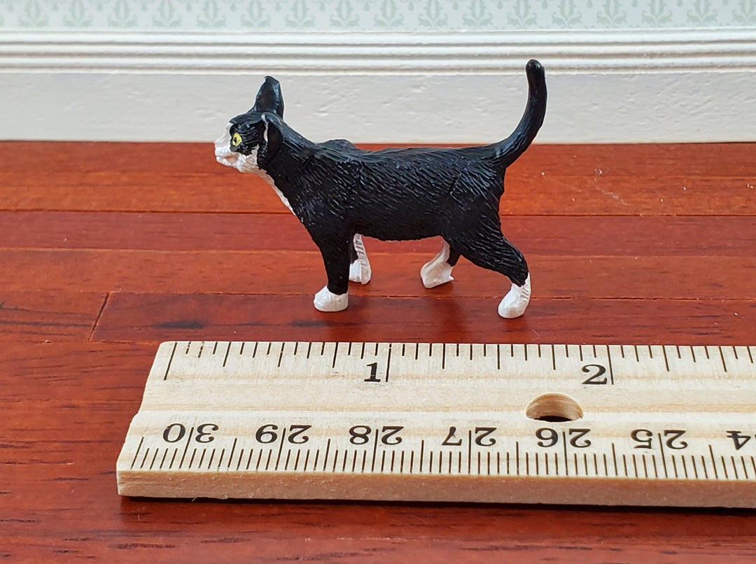 Dollhouse Kitty Cat Tuxedo Black and White Walking 1:12 Scale Miniature Pet - Miniature Crush