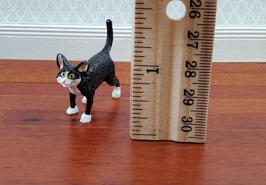 Dollhouse Kitty Cat Tuxedo Black and White Walking 1:12 Scale Miniature Pet - Miniature Crush