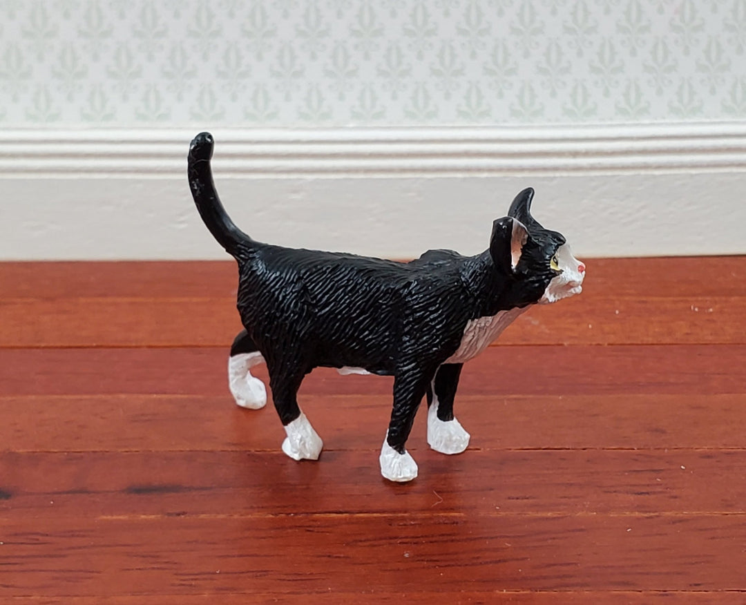 Dollhouse Kitty Cat Tuxedo Black and White Walking 1:12 Scale Miniature Pet - Miniature Crush