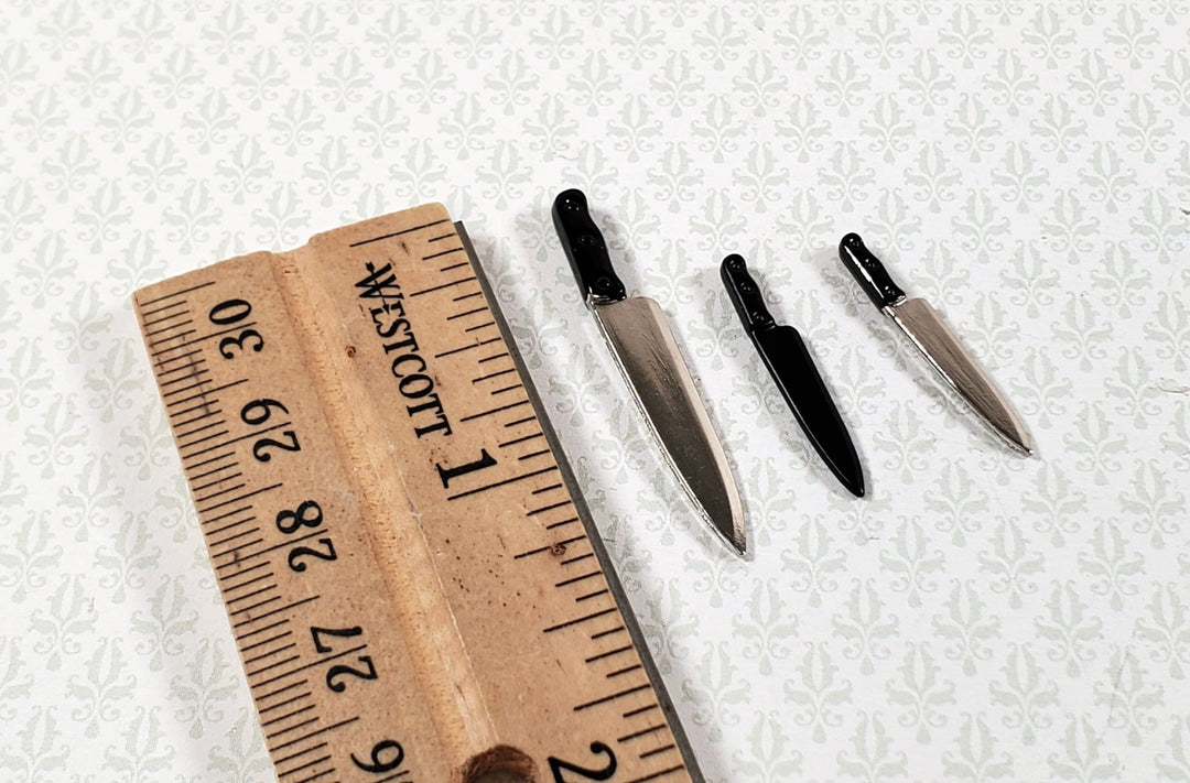 Dollhouse Knife Set Knives 3 Pieces Metal 1:12 Scale Kitchen Accessories - Miniature Crush